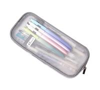 Estuches para lápices, estuche transparente para marcadores con cremallera, bolsa de almacenamiento para lápices de examen, bolsa de maquillaje para estudiantes, adultos, adolescentes y niños (gris)