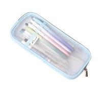 Estuches para lápices, estuche transparente para marcadores con cremallera, bolsa de almacenamiento para lápices de examen, bolsa de maquillaje para estudiantes, adultos, adolescentes y niños (azul)