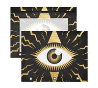 Estuches portátiles con 3 agujeros para cartas, papel A4, paquete de 2 unidades, para estudiantes, hogar, negro y dorado ojo de diablo