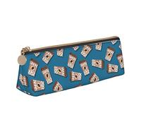 Estuches triangulares con diseño de café de dibujos animados, bolsa de lápices de gran capacidad con cremallera para mujeres, hombres, oficina y adultos