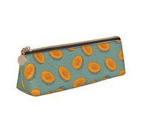 Estuches triangulares con patrón de frutas de cantalupe de dibujos animados, bolsa de lápices de gran capacidad, bolsa con cremallera para mujeres, hombres, oficina y adultos