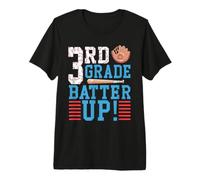 Estudiante de béisbol de Tercer Grado Batter Up Regreso a Camiseta Premium