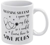 Estudiante de enfermería: "Di mi vida para poder hacerlo por mamá, papá, esposo, esposa". Tazas de café novedosas, taza de té de cerámica con impresión de doble cara para mamá, papá, amigo, esposa, es