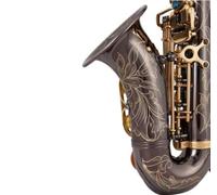 estudiante de saxofón Saxofón Agudo Bb Latón Dorado Y Negro Niquelado Cuello Curvo Si-plano Saxofón Saxophone Instrumento Musical (Color : Black Ncikel)
