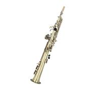 estudiante de saxofón Saxofón Agudo Bb Recto De Bronce, Instrumento De Viento De Madera Con Patrón Tallado En Oro Lacado, Con Estuche, Caña