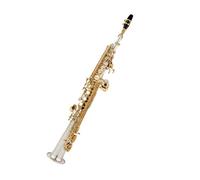 estudiante de saxofón Saxofón Agudo, Cuerpo Plateado, Llave Lacada En Oro, Saxofón De Latón, Tubo Recto B(b), Instrumento Con Estuche (Color : Light green)
