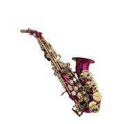 estudiante de saxofón Saxofón Agudo Pequeño Y Curvo, Llave B, Teclas De Carcasa, Cuerpo Rojo, Instrumento Musical Profesional De Latón Con Estuche (Color : Leather Case)