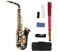 estudiante de saxofón Saxofón Alto Mib Latón Lacado Oro Mi Bemol Alto Saxofón Con Bolsa De Transporte Guantes Correas Cepillo De Accesorios Para Saxofón (Color : Eb Alto Sax Black)