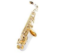 estudiante de saxofón Saxofón Alto Profesional Blanco Saxofón Mi Bemol Pintura Blanca Teclas Doradas Grabado Instrumento De Jazz Bellamente Estampado (Color : Leather bag)