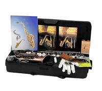 estudiante de saxofón Saxofón Alto Profesional, Teclas Antiguas Grabadas Profundamente, Instrumento De Saxofón Alto Chapado En Oro (Color : Dark khaki)