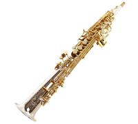 estudiante de saxofón Saxofón Soprano B-plano De Tubo Recto De Una Pieza, Instrumento Con Llaves Doradas Chapadas En Plata, Grado Profesional