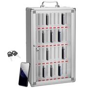 Estudiante portátil Nizer caja de almacenamiento transparente para teléfono con 48 ranuras, caja de almacenamiento para dispositivos móviles, ideal para dormitorios y oficinas