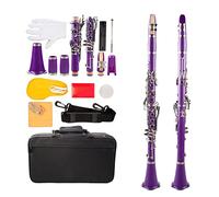 estudiantes clarinete Clarinete Bb púrpura Clarinete ABS Kit de níquel chapado en cuproníquel de 17 teclas con clarinete + Cañas + Correa + Estuche + Componentes Profesional Clarinete