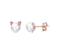Estudio de Agua Dulce de Agua Dulce Lindos Pendientes de Gama Alta para Mujeres en Forma de Gato