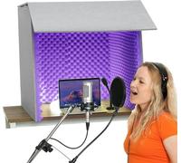 Estudio de grabación vocal portátil, Cabina de aislamiento acústico, cabina grabación portátil for filtrar voces, equipo con micrófono, for oficina en casa y estudio(Purple-80 * 80 * 80cm)