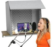 Estudio de grabación vocal portátil, Cabina de aislamiento acústico, cabina grabación portátil for filtrar voces, equipo con micrófono, for oficina en casa y estudio(Gris-80 * 80 * 80cm)