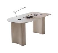 Estudio Escritorio for portátil de losa Roca Blanca con Elegantes Patas Hierro, Moderno Escritorio y tocador for el hogar, la Oficina Dormitorio Ordenador(M)