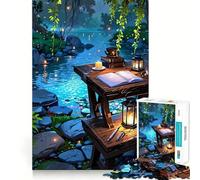 Estudio Junto al río︰ Escena Tranquila con Escritorio Rompecabezas difícil para Adultos 1000 Piezas Juguete Que desafía la Mente Ocio Suave Corte preciso Regalo Memorable (50x75cm)