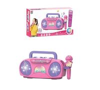 Estudio micro karaoke infantil, altavoz de karaoke con micrófono inalámbrico, micro karaoke con iluminación LED divertida y altavoz integrado, perfecto para cantantes (A)