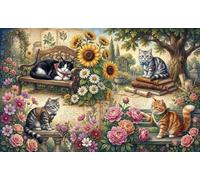 Estudio Secreto del Gato Puzzle 1000 Piezas Adultos Y Niños,Deco Pared,Regalo Ideal,Rompecabezas,Premium,Cartón,14 Años+,Anti-estrés,Relax,Desafío,Reto,Educativo 38x26cm