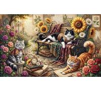 Estudio Secreto del Gato Puzzle 1000 Piezas Adultos Y Niños,Desafío,Regalo Ideal,Rompecabezas,Premium,Cartón,Deco Pared,14 Años+,Anti-estrés,Relax,Reto,Educativo 52x38cm