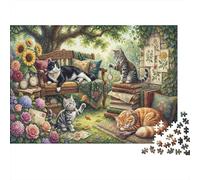 Estudio Secreto del Gato Puzzle 1000 Piezas Adultos Y Niños,Premium,Anti-estrés,Reto,Rompecabezas,Deco Pared,Regalo Ideal,14 Años+,Relax,Desafío,Cartón,Educativo 52x38cm