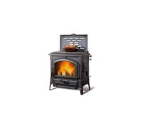 Estufa a leña 'Isotta Evo con círculos' Estufa completamente de hierro fundido esmaltada. Placa de fundido pulida. Cristal cerámico resistente a 750 °. Puerta de carga lateral. Focolare fundido. Desagüe Caperuza diámetro 150 superior/trasera. Dimensiones mm.790 X 830 X 660. Consumo
