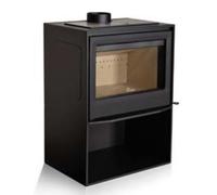 ESTUFA DE ACERO A LEÑA CON PUERTA DE HIERRO FUNDIDO MODELO MARTINA L 14KW