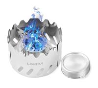 Estufa de alcohol, mini quemador de mochila portátil de aluminio de 100 ml con tapa, soporte cruzado, parabrisas para acampar sobrevivencia de senderismo