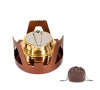 Estufa de alcohol portátil de buachois, mochila pequeña mini quemador de espíritu de latón con soporte de aluminio Ultra Light utenses para al aire libre Camping Senderismo (De color bronce)
