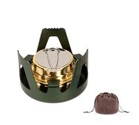 Estufa de alcohol portátil de buachois, mochila pequeña mini quemador de espíritu de latón con soporte de aluminio Ultra Light utenses para al aire libre Camping Senderismo (verde del ejército)