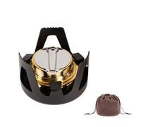 Estufa de alcohol portátil de buachois, mochila pequeña mini quemador de espíritu de latón con soporte de aluminio Ultra Light utenses para al aire libre Camping Senderismo (negro)