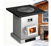 Estufa de calefacción de leña de hierro fundido, multifuncional con chimenea para tienda de campaña, calefacción interior/exterior, cocina diaria, barbacoa, ahorro de combustible