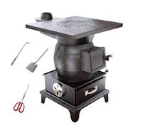 Estufa de calefacción multifuncional para leña en interiores, hierro fundido con forro de horno grueso, ideal para calefacción y cocina en el hogar