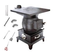 Estufa de calefacción multifuncional para leña en interiores, hierro fundido con forro de horno grueso, ideal para calefacción y cocina en el hogar