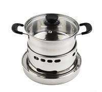 Estufa de camping interior de acero inoxidable para cocina espirituosa, quemador de alcohol sólido líquido, olla caliente portátil de 18 cm de diámetro, fiesta, cena, uso al aire libre, múltiples