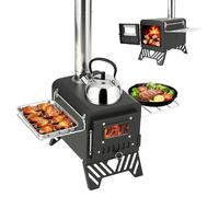 Estufa de camping para tiendas de campaña, estufa de leña portátil para exteriores, estufa de leña de acero inoxidable para cocinar, calefacción, camping, tienda de campaña, senderismo