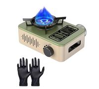 Estufa De Camping Portátil De Gas 3200 W - Mini Quemador con Guantes, Butano y Encendido Automático, Control De Calor