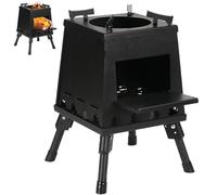 Estufa de camping portátil de leña, unidad de cocina de hierro fundido para barbacoa, senderismo, viajes y aventuras al aire libre, diseño compacto de fácil instalación, acero inoxidable.