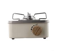 Estufa de casete de camping de 2800 W portátil de gas butano con válvula de seguridad, quemador de acero inoxidable para exteriores, para mochileros, senderismo, picnic, viajes (blanco)