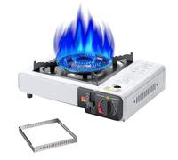 Estufa de Cassette Camping | Hornillo de Cocción Camping - Quemador Potente, Cocina Robusta, Control de Llama Multi-Nivel, Encendido Automático para Senderismo Trekking Viaje Hombres Mujeres Adultos