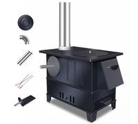 Estufa de cocina al aire libre, utensilios de cocina de camping con diseño de horno extraíble, chimenea, gancho para fuego, pinzas, rejillas de ventilación ajustables para calefacción del hogar (60 x