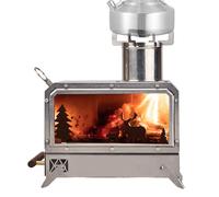 Estufa de exterior de acero inoxidable - Estufa de leña, estufa de leña para | Estufa de camping calentada plegable, estufa de leña transparente con chimenea para