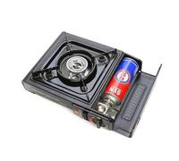 Estufa de gas butano + 4 latas de butano portátil en funda de transporte para 2, 4, 8, 12 botellas de gas, kit de barbacoa para camping, estufa de camping con encendido automático y control de calor