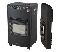 Estufa de Gas Cerámica Plegable 4,2 kW, 3 Niveles de Potencia, Sistema ODS, Encendido Piezoeléctrico y Ruedas para Butano y Propano Negro