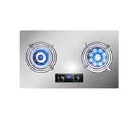 Estufa de gas de 2 quemadores con temporizador, protección contra llamas accidentales, panel de acero inoxidable, cocción independiente de dos caras