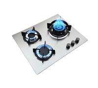 Estufa De Gas De 3 Quemadores, Sobremesa Cuadrada De Acero Inoxidable/estufa Incorporada, Quemador De Wok De Alta e 5,0 KW, Con Encendido Automático De Protección(NG)