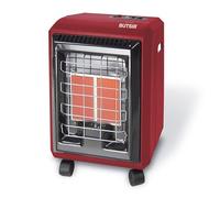 Estufa de gas, diseño elegante, color granate, eficiencia energética, ideal para calefacción de ambientes y uso doméstico.