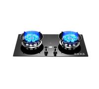 Estufa De Gas Doble Quemador, Encimera Natural/GLP, Wok Alta Eficiencia 9 Cavidades 5,2 KW,Temporizador Independiente 99 Minutos,Con Protección Contra Fallas Llama(LPG)