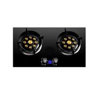 Estufa de gas natural con quemadores dobles, superficie de vidrio templado y características de seguridad para una cocción eficiente